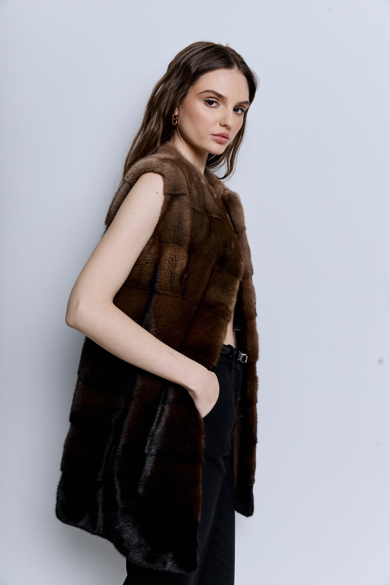 Kamizelka z norek z efektem gradientu / wersja krótsza