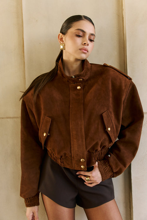 Bomber Ariel II / zamsz brąz