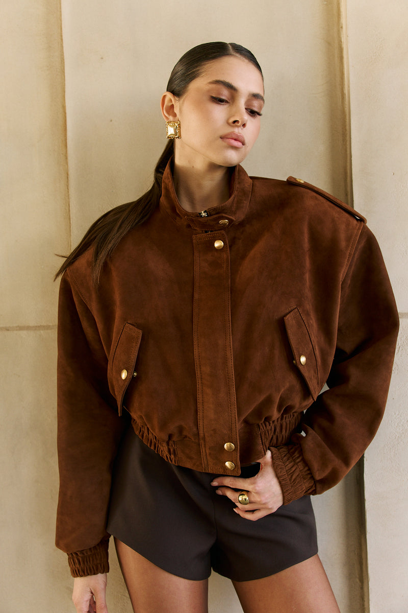 Bomber Ariel II / zamsz brąz