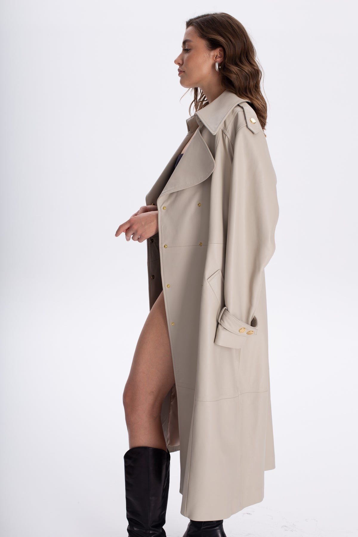 Trencz ze skóry Uriel / off-white