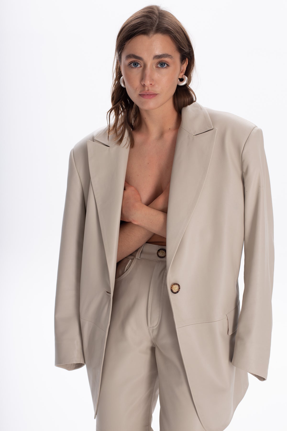 Spodnie z wysokim stanem / off-white