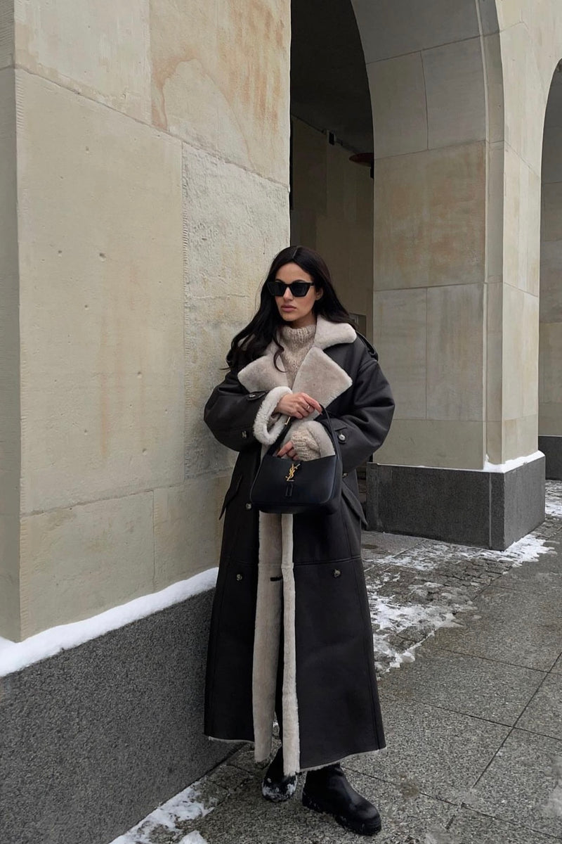 Kożuch oversize Noah / brąz