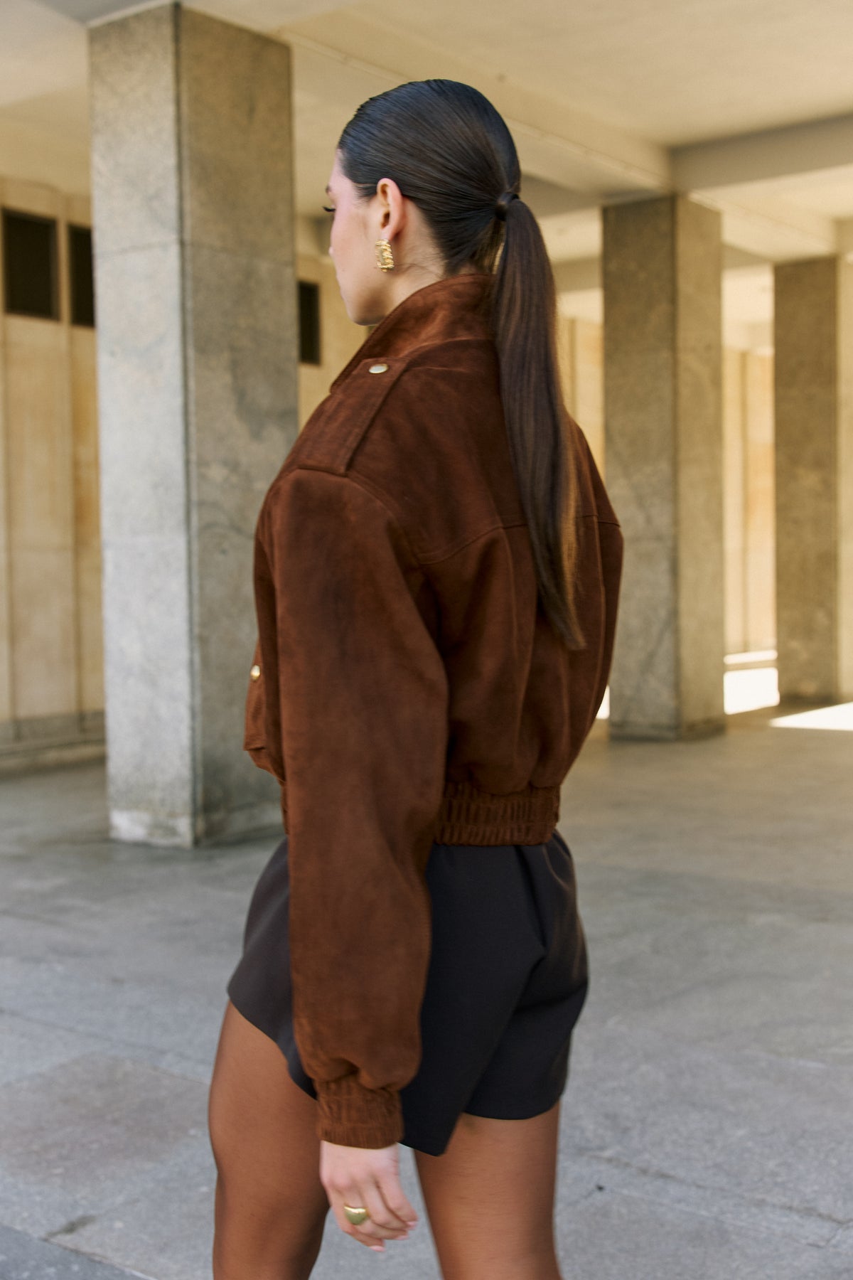 Bomber Ariel II / zamsz brąz