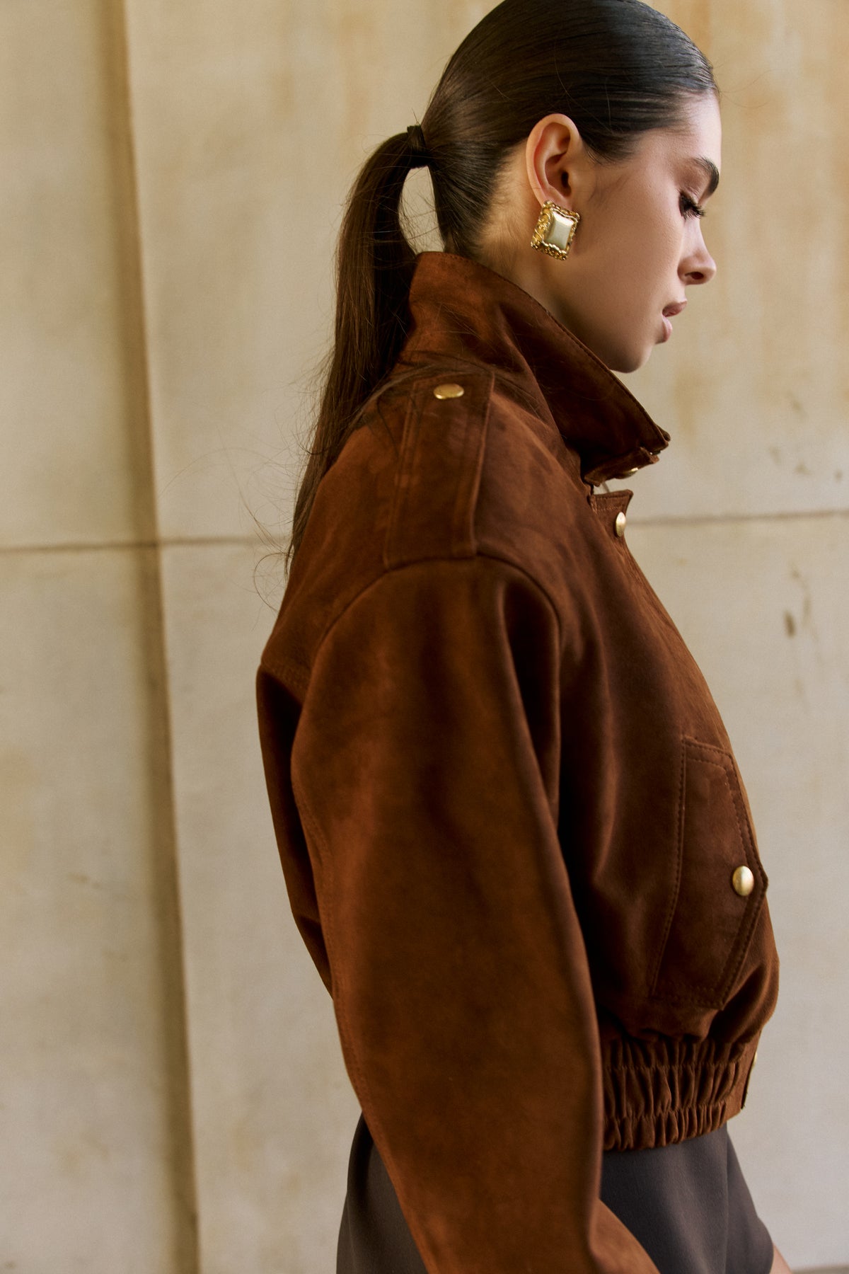 Bomber Ariel II / zamsz brąz