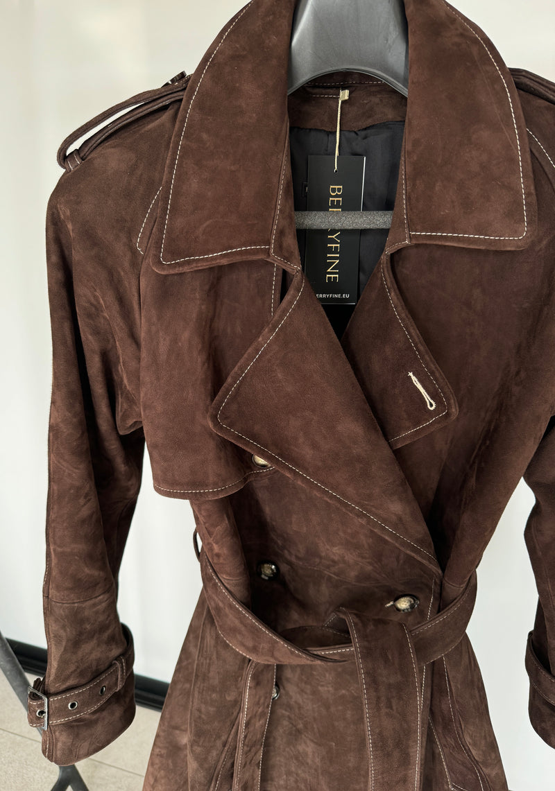 Płaszcz Daniel / czekoladowy zamsz