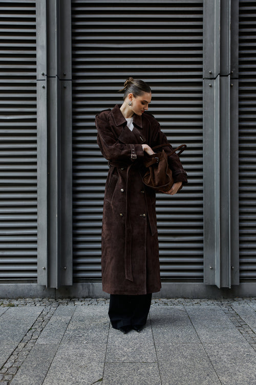 Płaszcz Daniel / czekoladowy zamsz