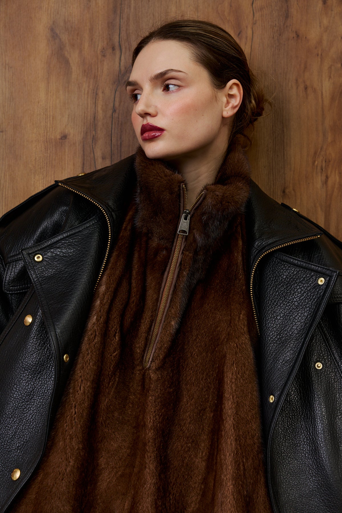 Golf z futra / brąz