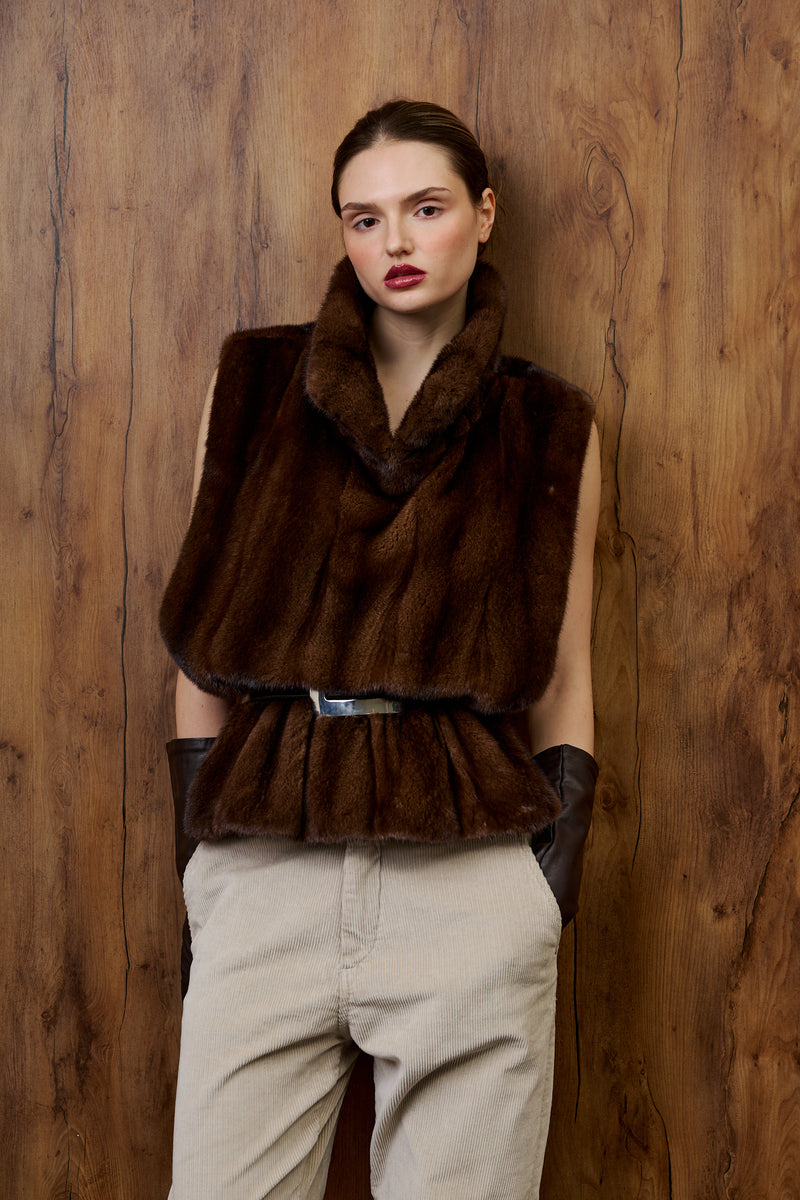 Golf z futra / brąz