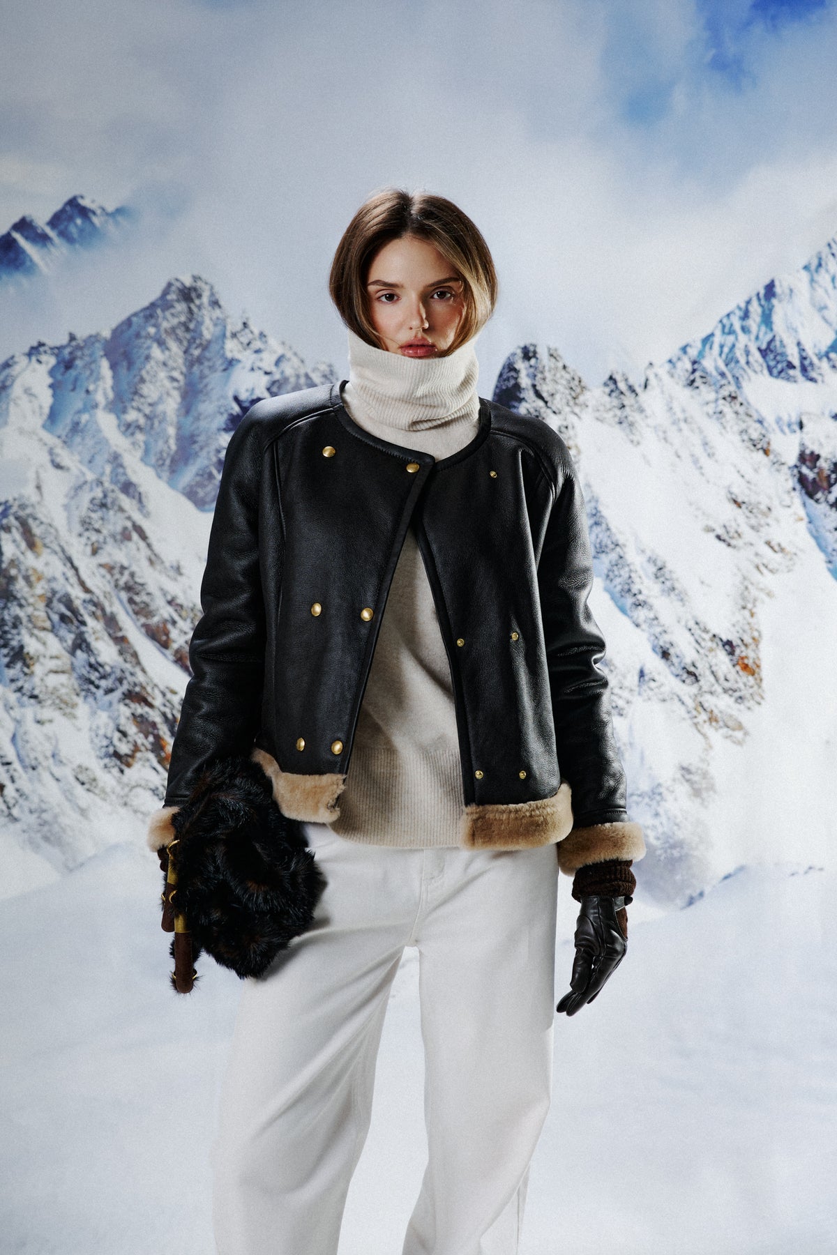 Kożuch Jacob / bardzo ciemny brąz