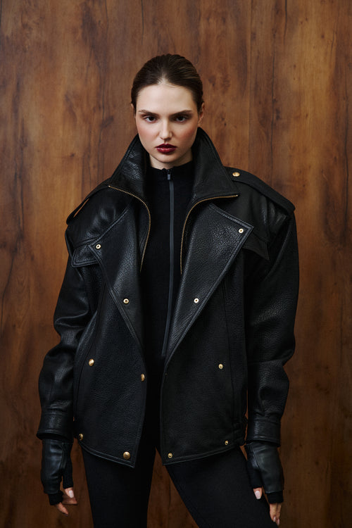 Kurtka oversize Delila / czarny texture