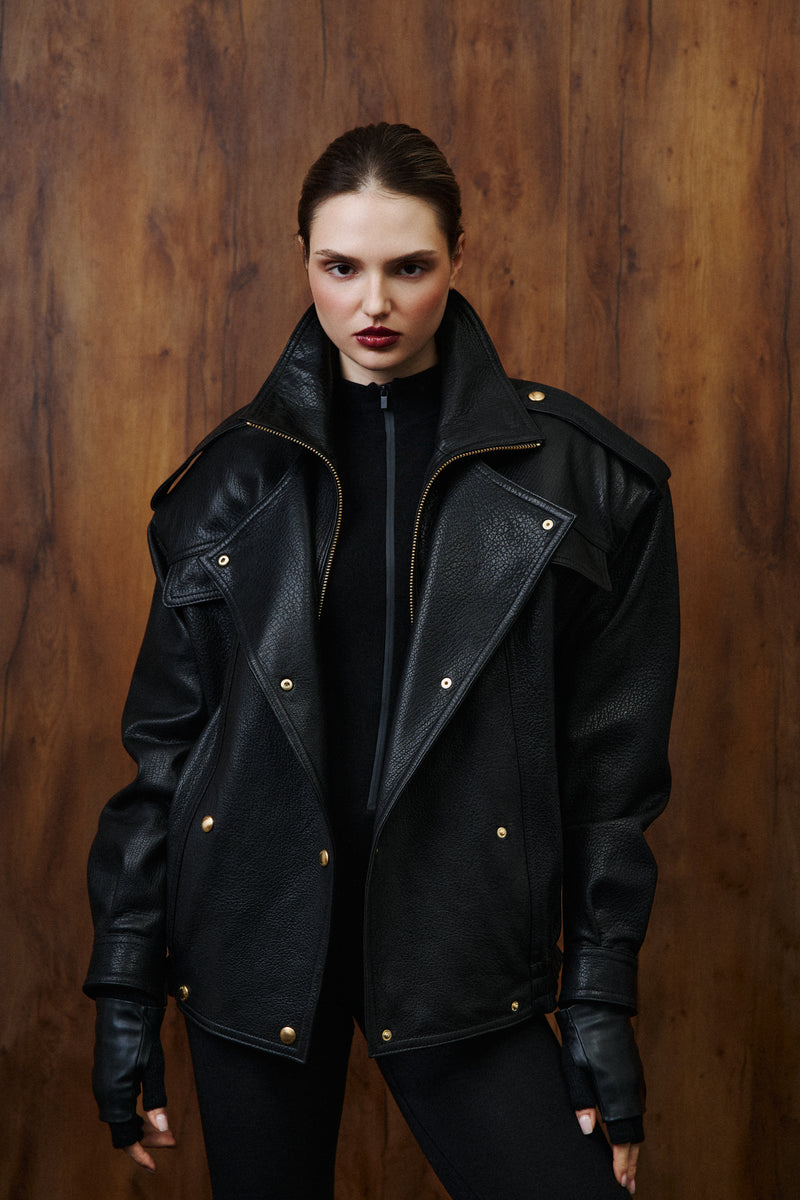 Kurtka oversize Delila / czarny texture