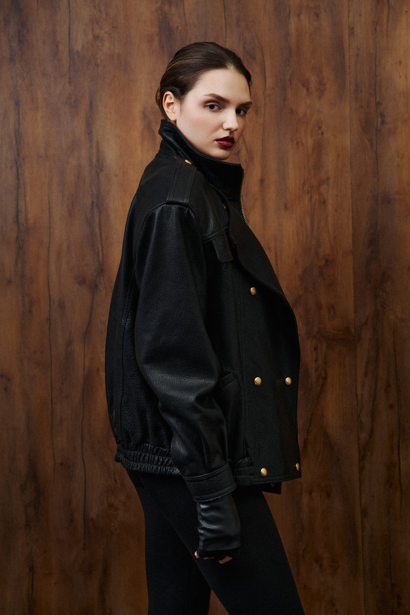 Kurtka oversize Delila / czarny texture