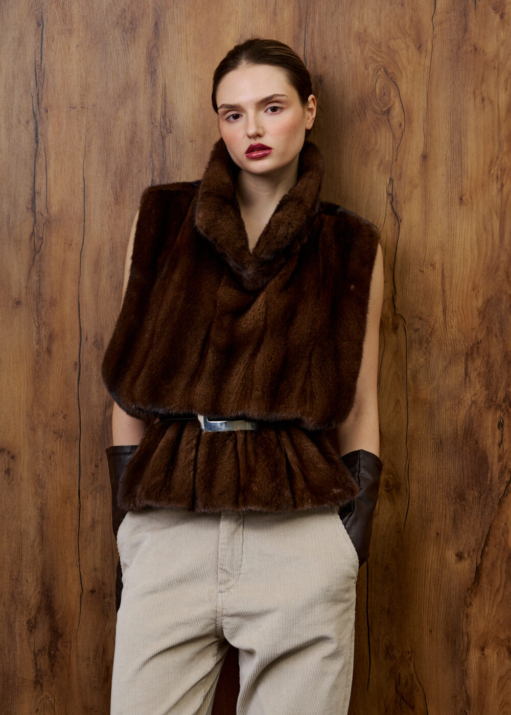 Golf z futra / brąz