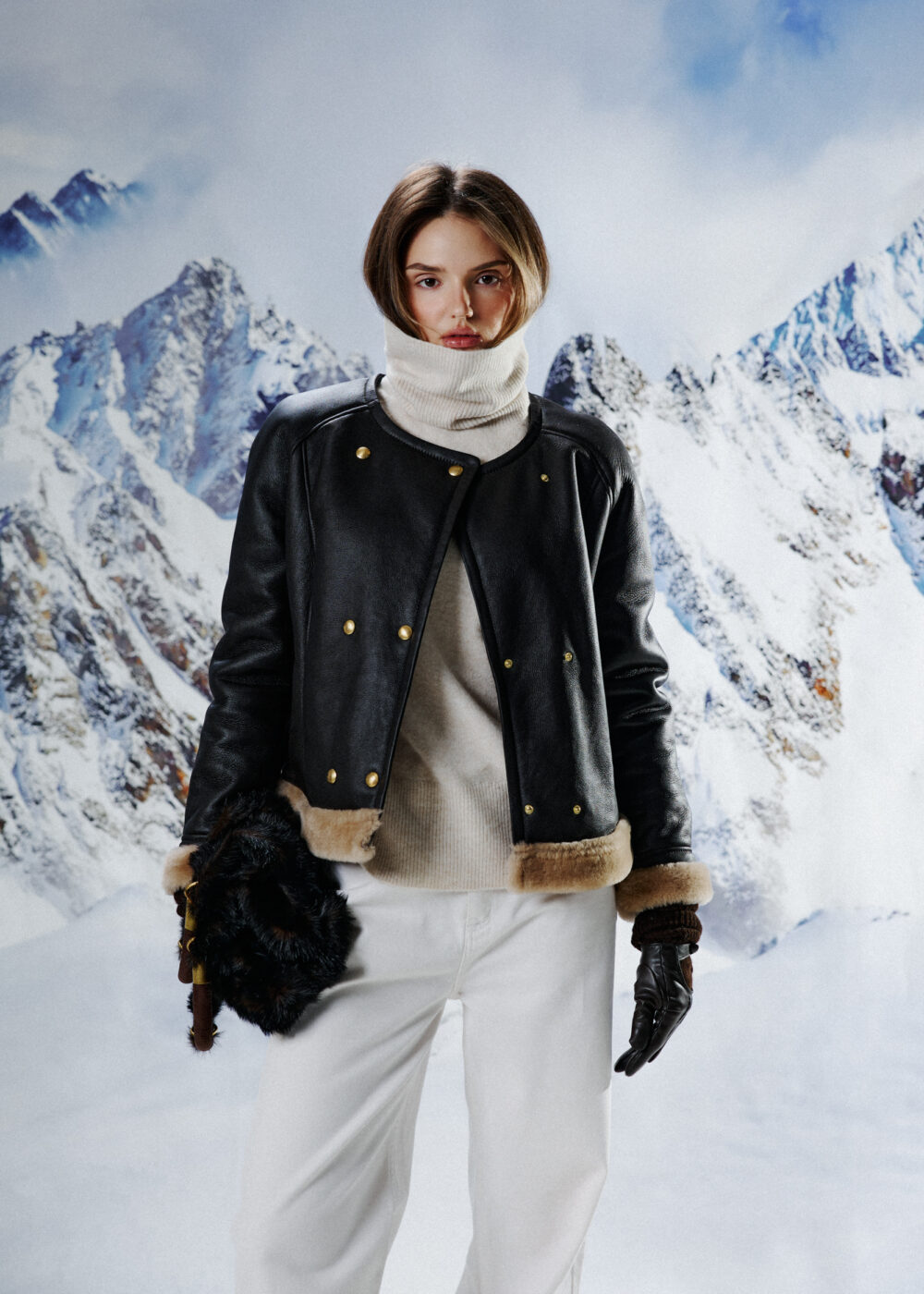 Kożuch Jacob / bardzo ciemny brąz